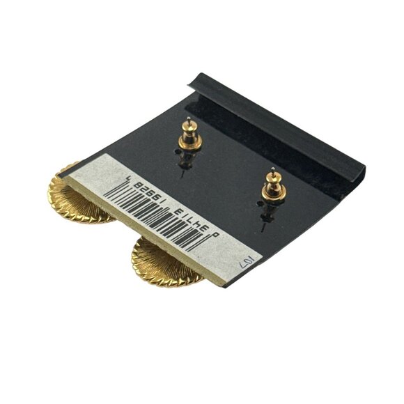 Monet Vintage Black Cabochon Gold Tone Oval Clip On Earrings Elegant Retro - Picture 4 of 6